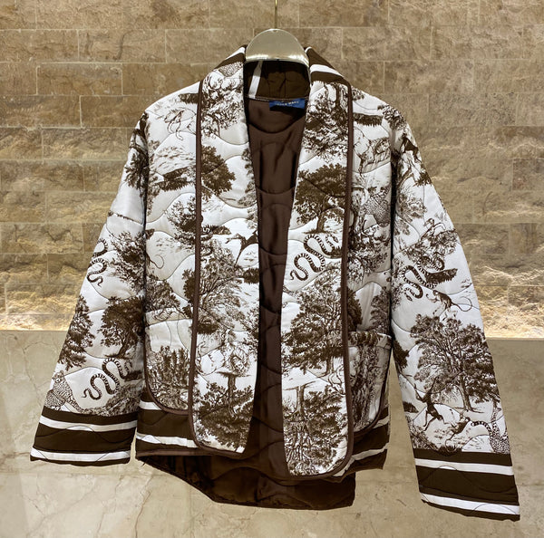 KE7903 Quilted Safari Printed Jacket سترة مبطنة مطبوعة بنقشة سفاري