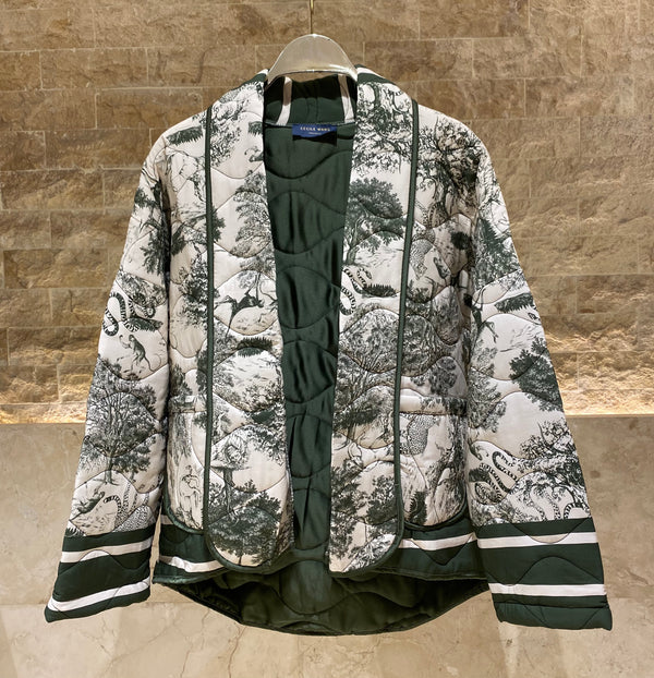 KE7903 Quilted Safari Printed Jacket سترة مبطنة مطبوعة بنقشة سفاري
