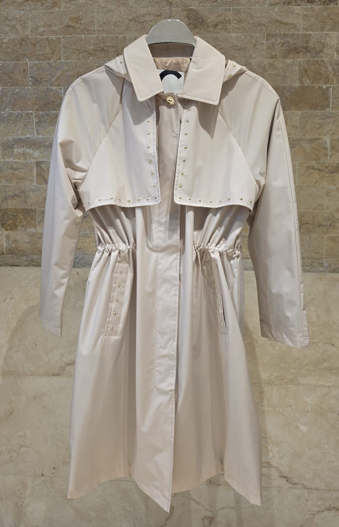 LF2601005 Placket Buttoned Collared Trench Coat