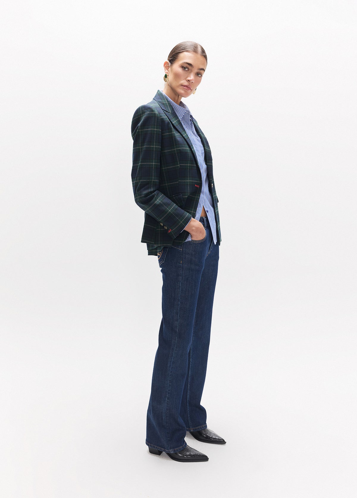 LF2602017/4024 Tartan Patterned Jacket and Pant Set