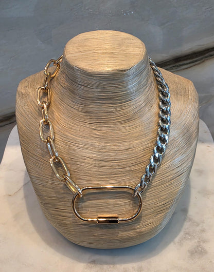 LF2603050 Bi-color Chain Necklace with Front Carabiner