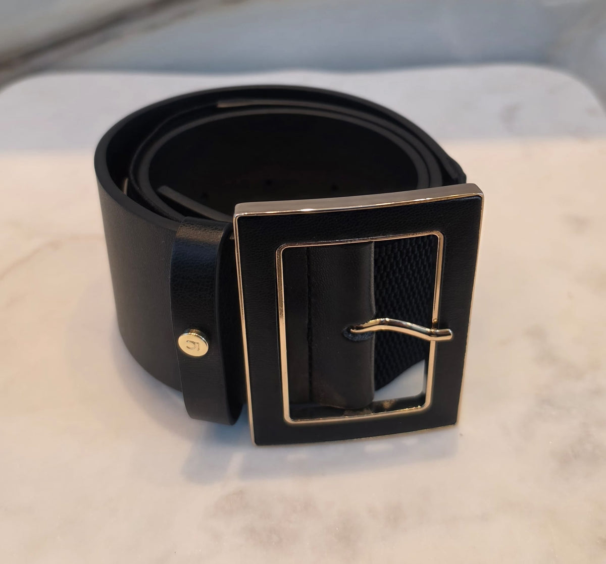 LF2606013 Elastic Sash Belt with Covered Buckle