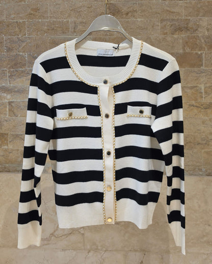 LF2611019.2N0 Striped Chain Cardigan
