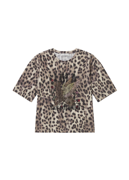 LF2615027 Leopard Print Oversized Fit Top