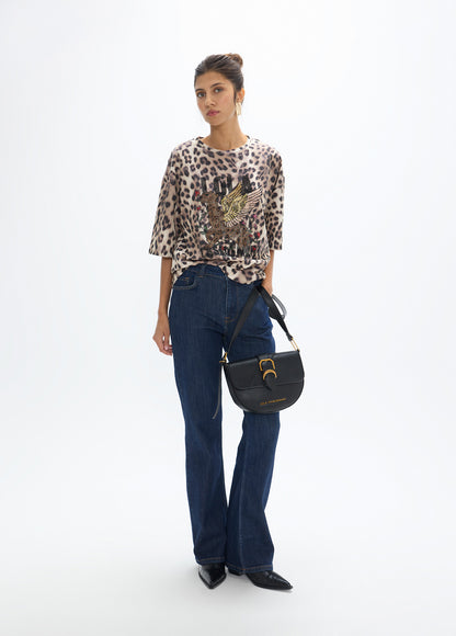 LF2615027 Leopard Print Oversized Fit Top