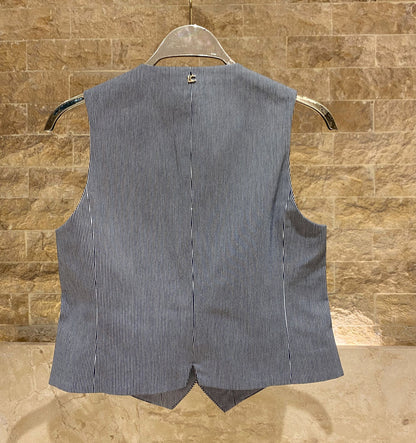 LS2602019 Striped Vest سترة مخططة - Brown Loft