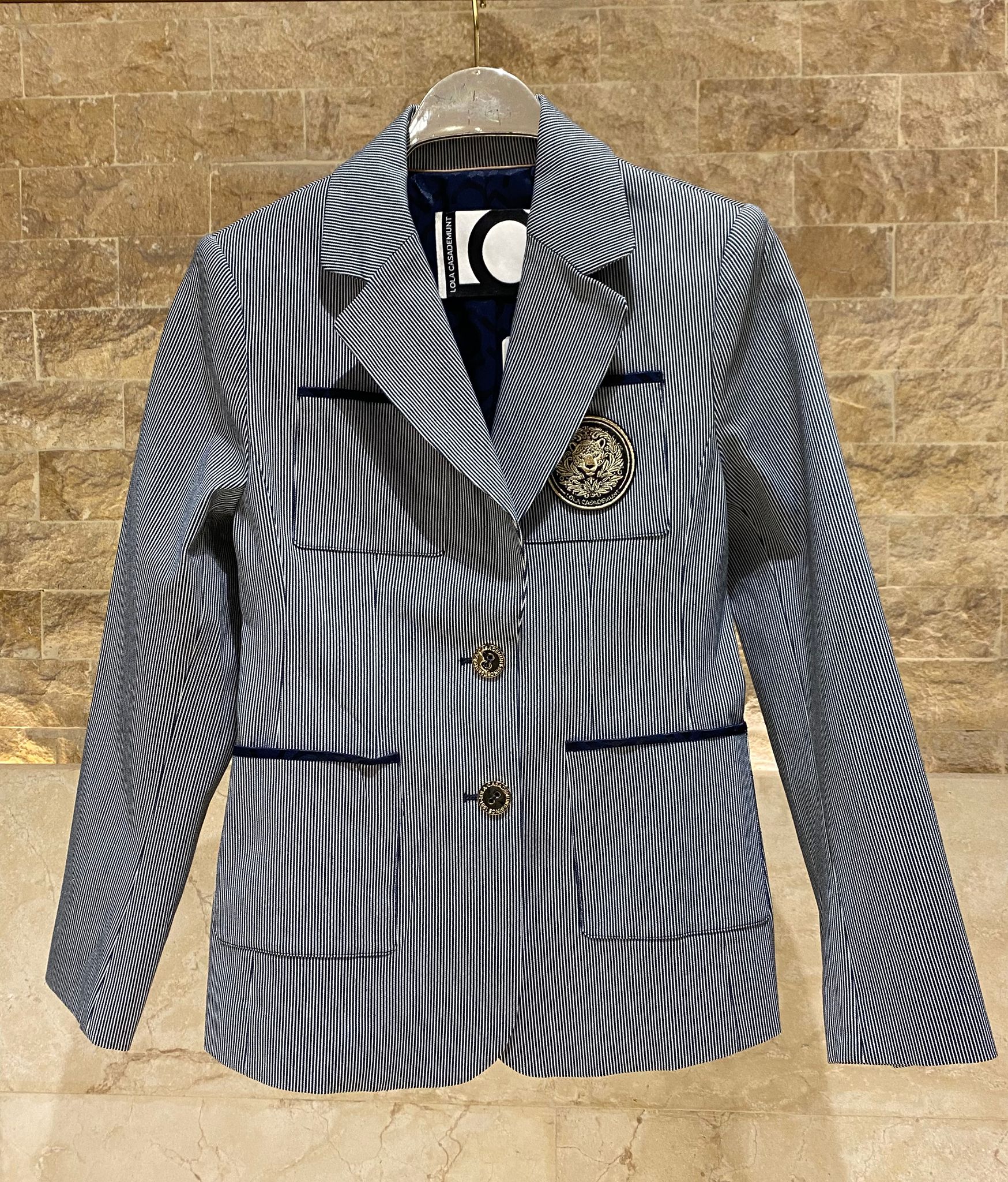 LS2602036/4016 Pinstripe Jacket and Pants سترة وبنطال مخطط - Brown Loft