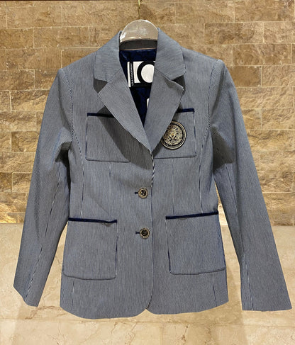 LS2602036/4016 Pinstripe Jacket and Pants سترة وبنطال مخطط - Brown Loft