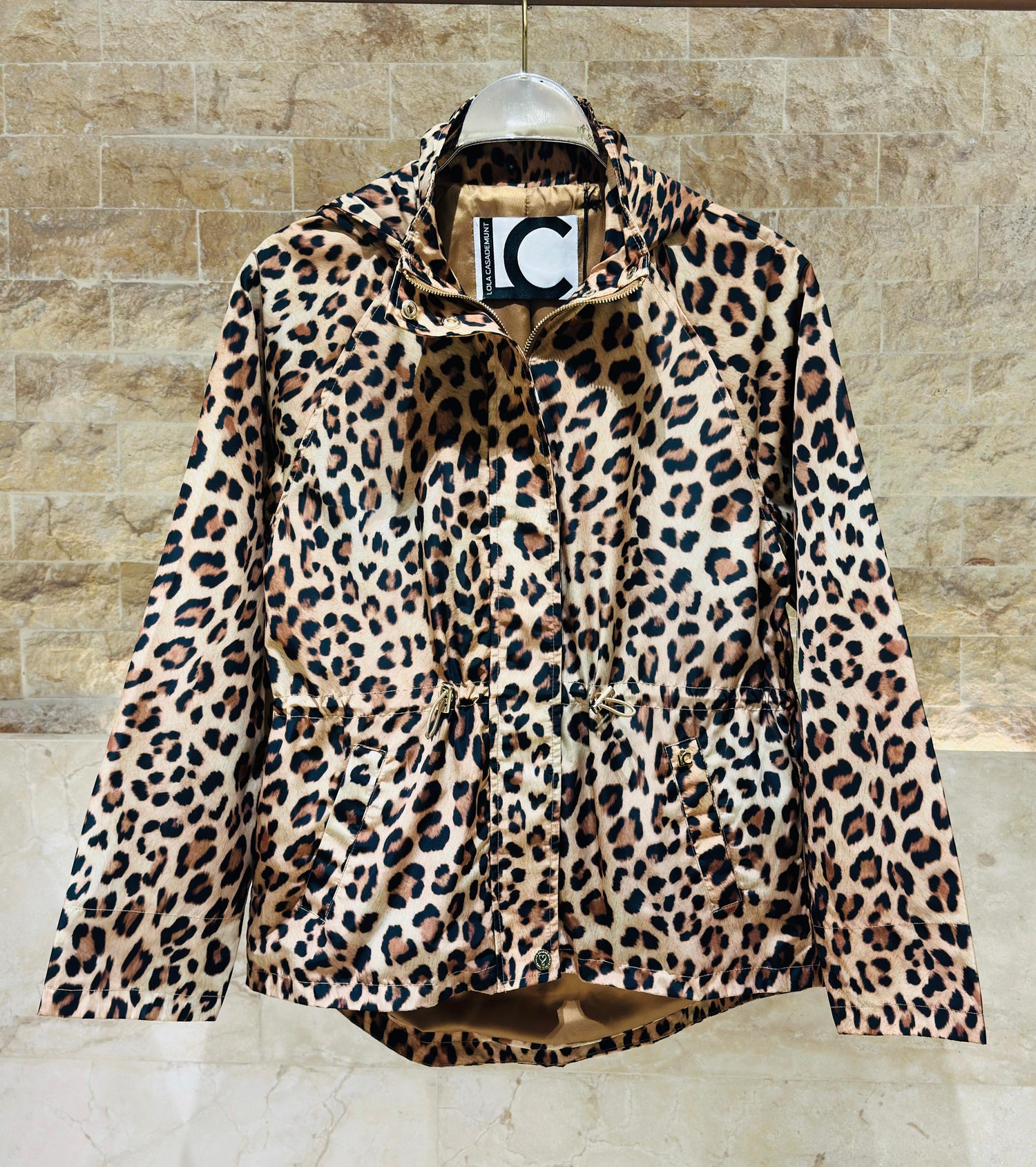 LS2602048 Animal Print Hoodie Parka Jacket - Brown Loft