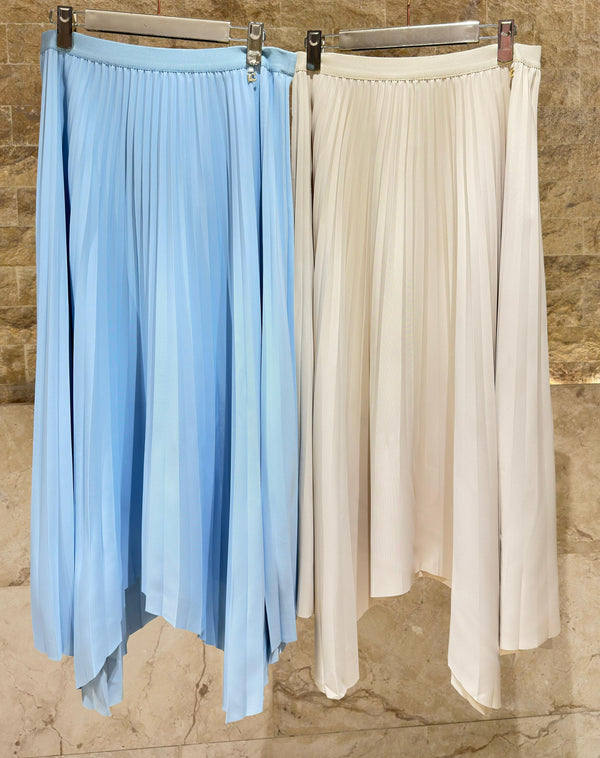 LS2608014 Pleated  Asymmetrical Skirt تنورة غير متماثلة مطوية