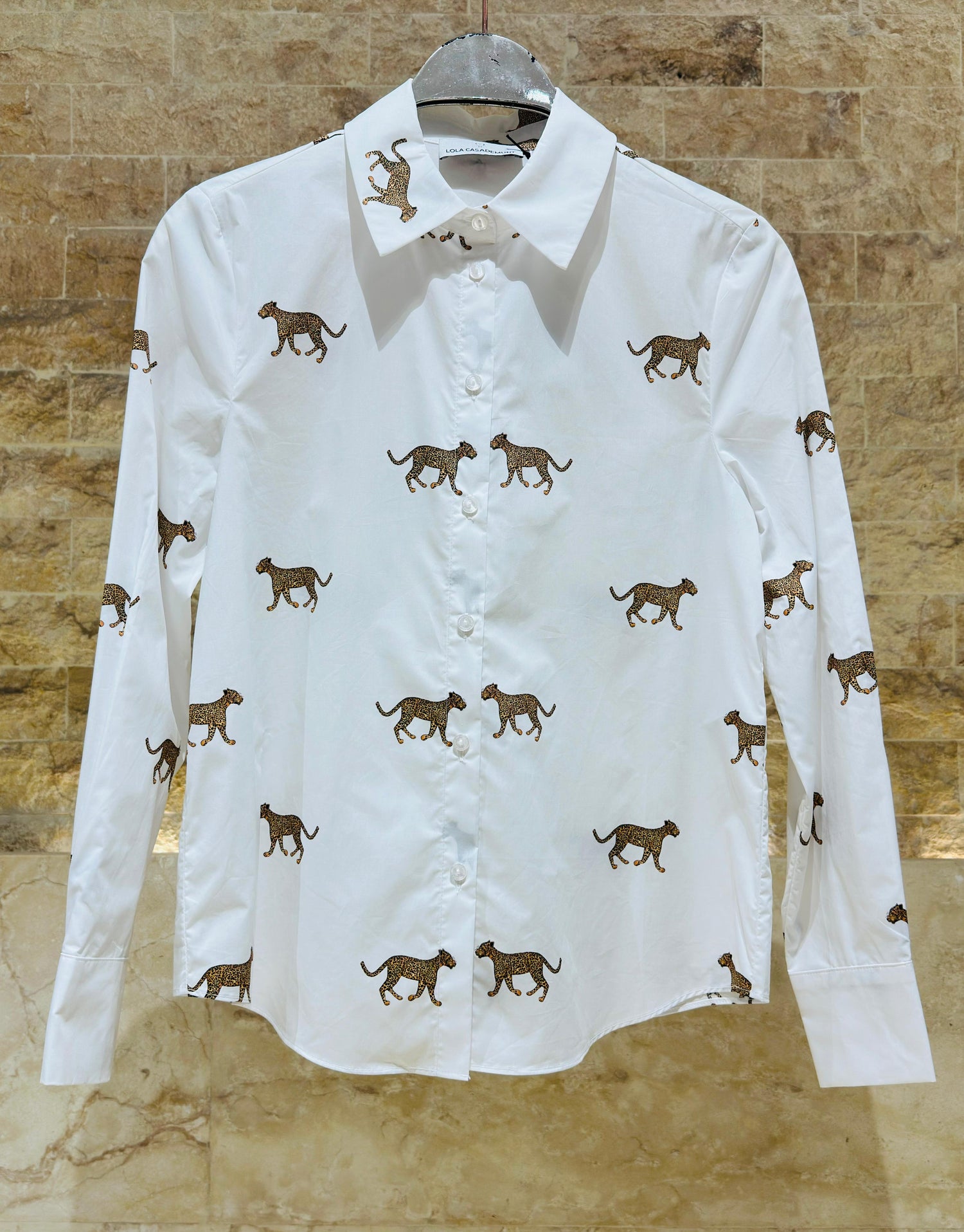 LS2615059 Leopard Print Poplin Shirt قميص بوبلين بطبعة النمر - Brown Loft