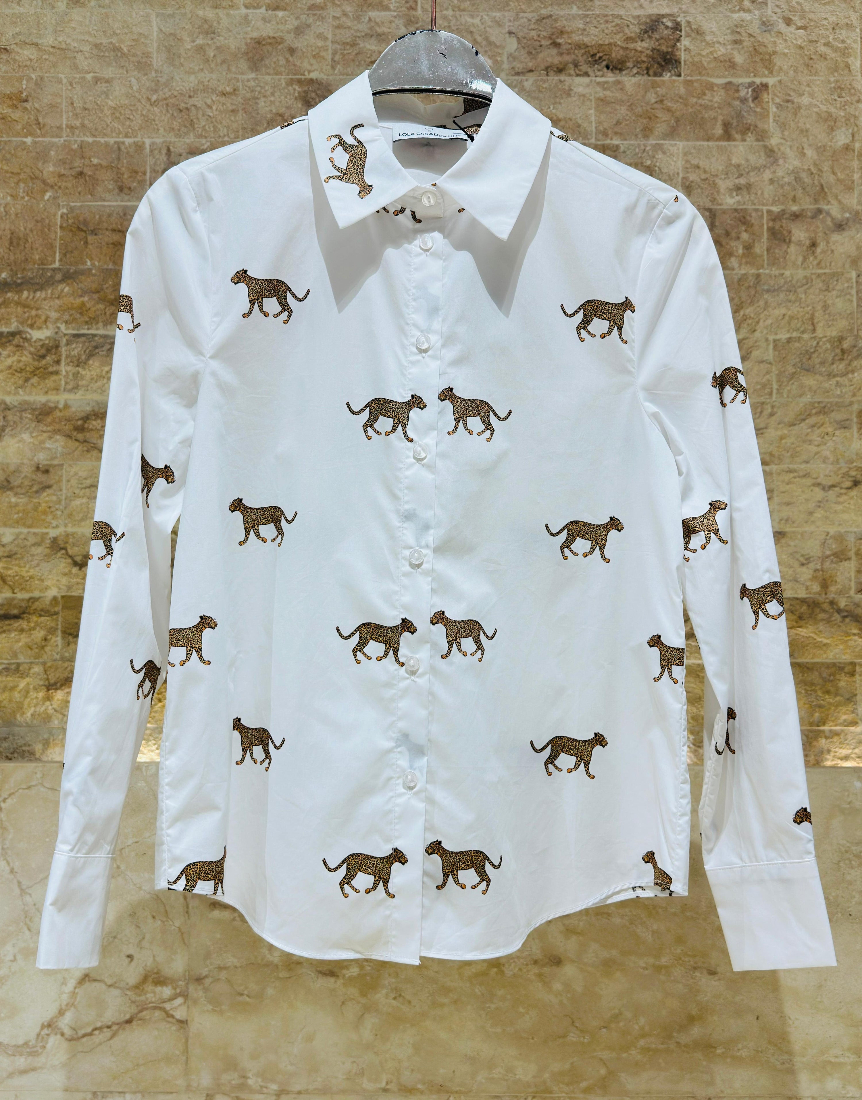 LS2615059 Leopard Print Poplin Shirt قميص بوبلين بطبعة النمر - Brown Loft
