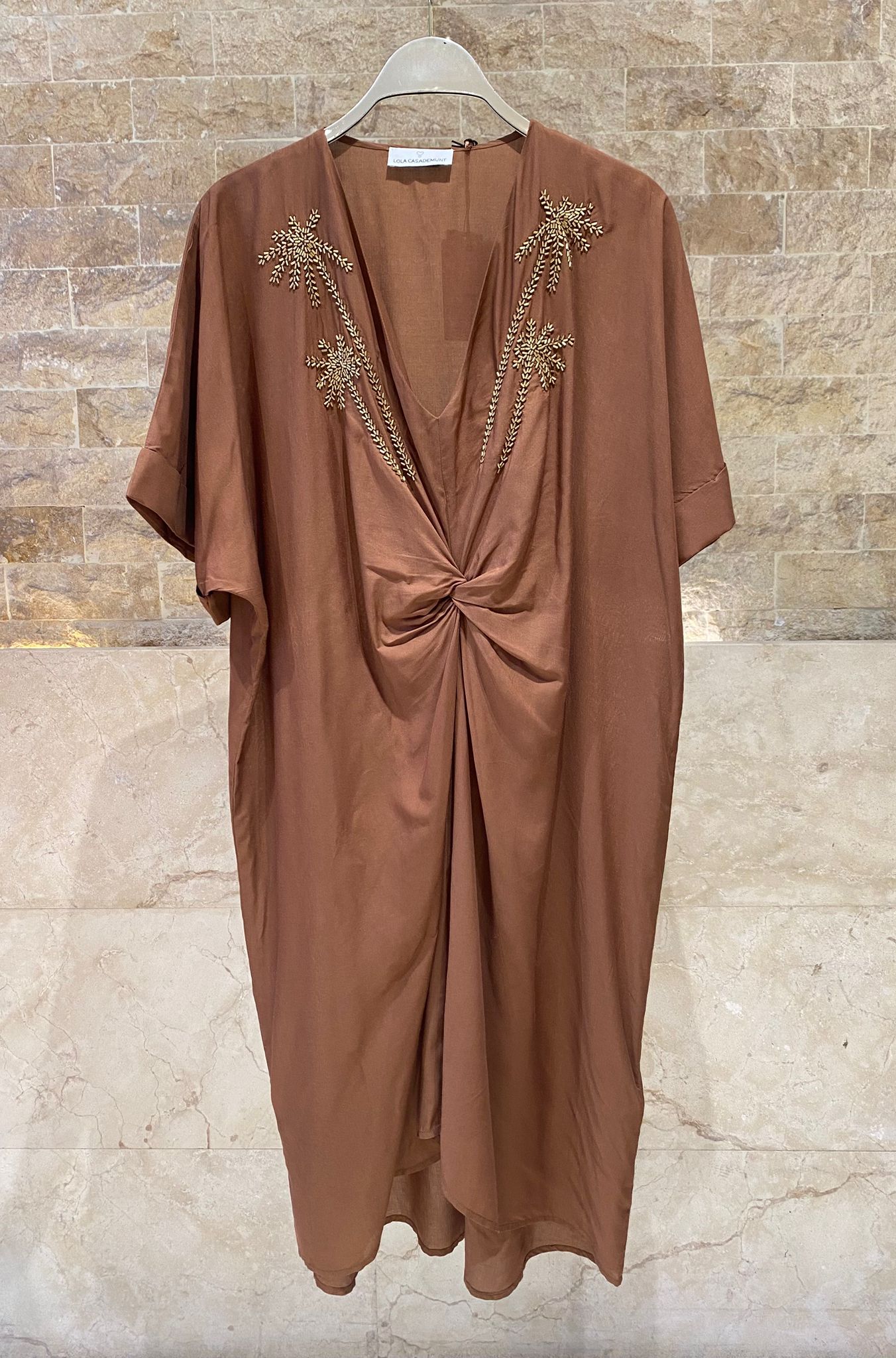 LS2616010 Linen Midi Dress - Brown Loft