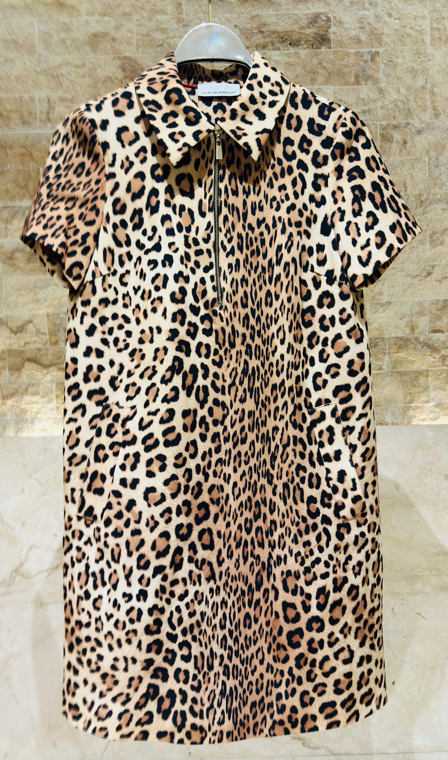 LS2616134 Animal Print Shirt Dress فستان قميص بنقشة الحيوانات - Brown Loft