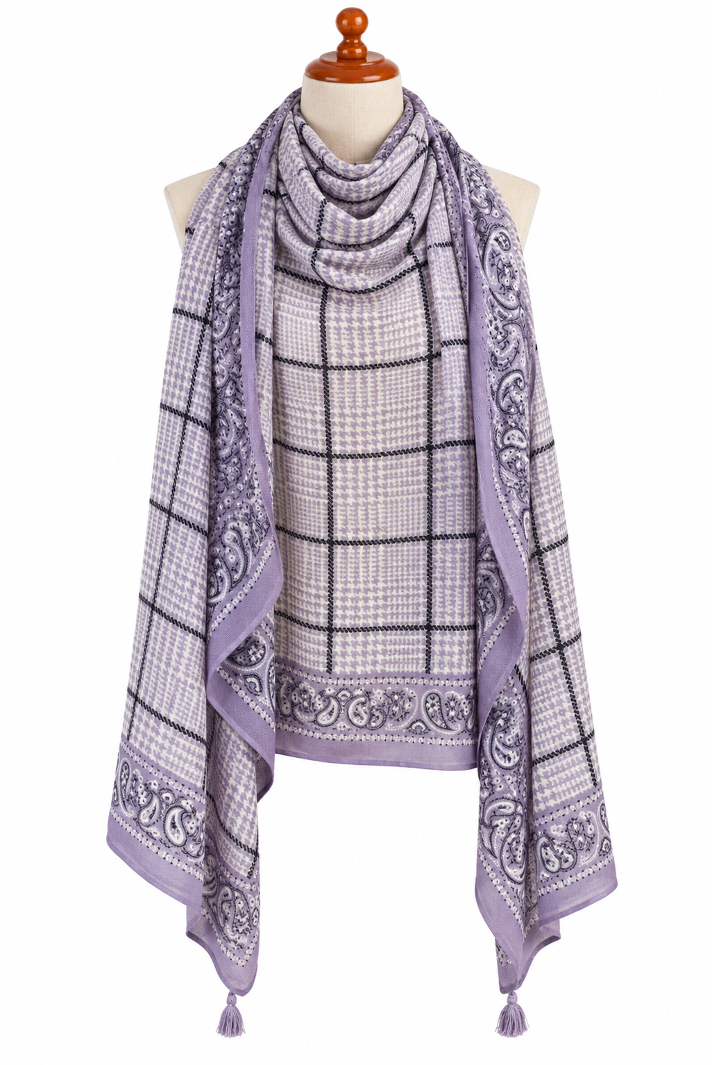 C20358 Square Hound Check Paisley Scarf