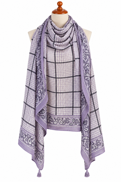 C20358 Square Hound Check Paisley Scarf