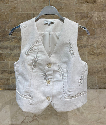 Linen Embroidered Vest Loema