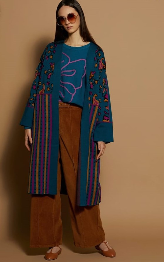 M90K11 Printed Knitted Kaftan قفطان محبوك مطبوع