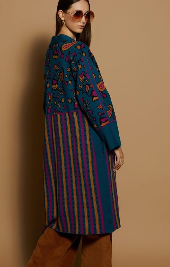 M90K11 Printed Knitted Kaftan قفطان محبوك مطبوع