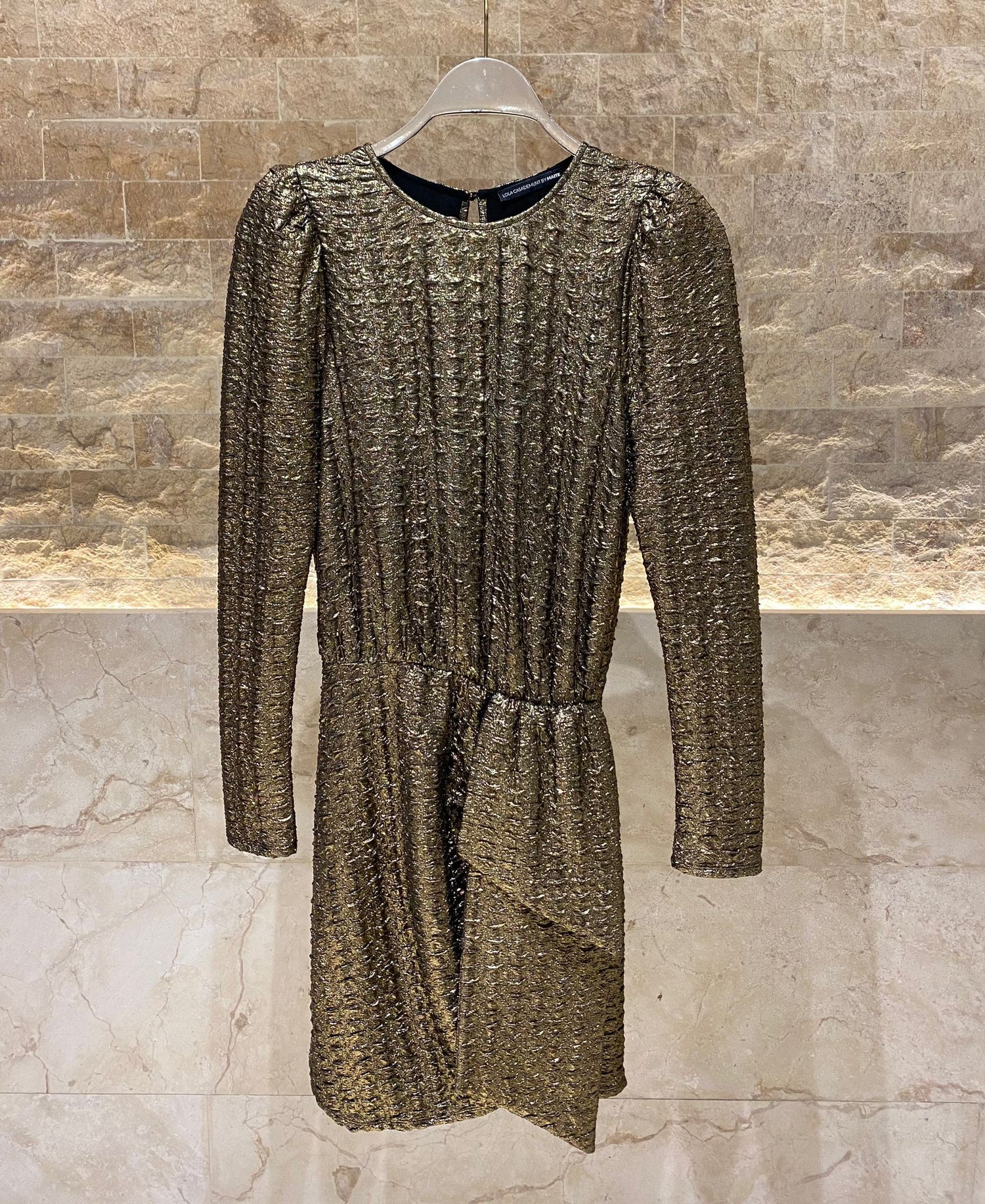 MF2416006 Embellished Embossed Midi Dress - Brown Loft