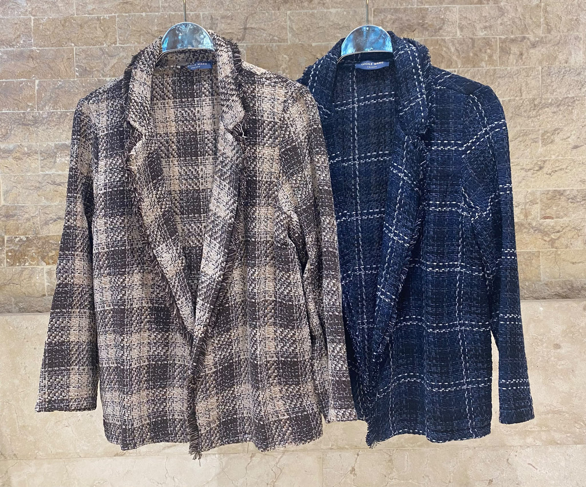 MF55008-2  Plaid Tweed Jacket