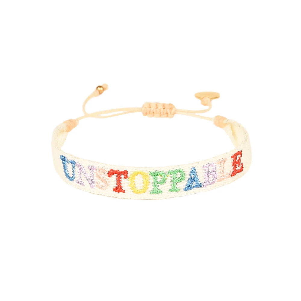 Unstoppable B Cotton Fabric Bracelet - Brown Loft