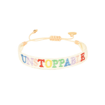 Unstoppable B Cotton Fabric Bracelet - Brown Loft