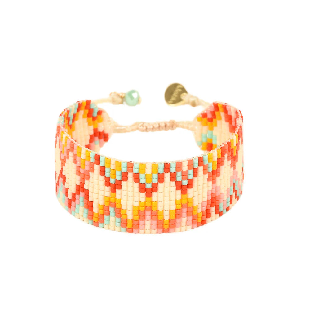 Andes B-M 11149 Wide Braided Zigzag Beaded Bracelet - Brown Loft