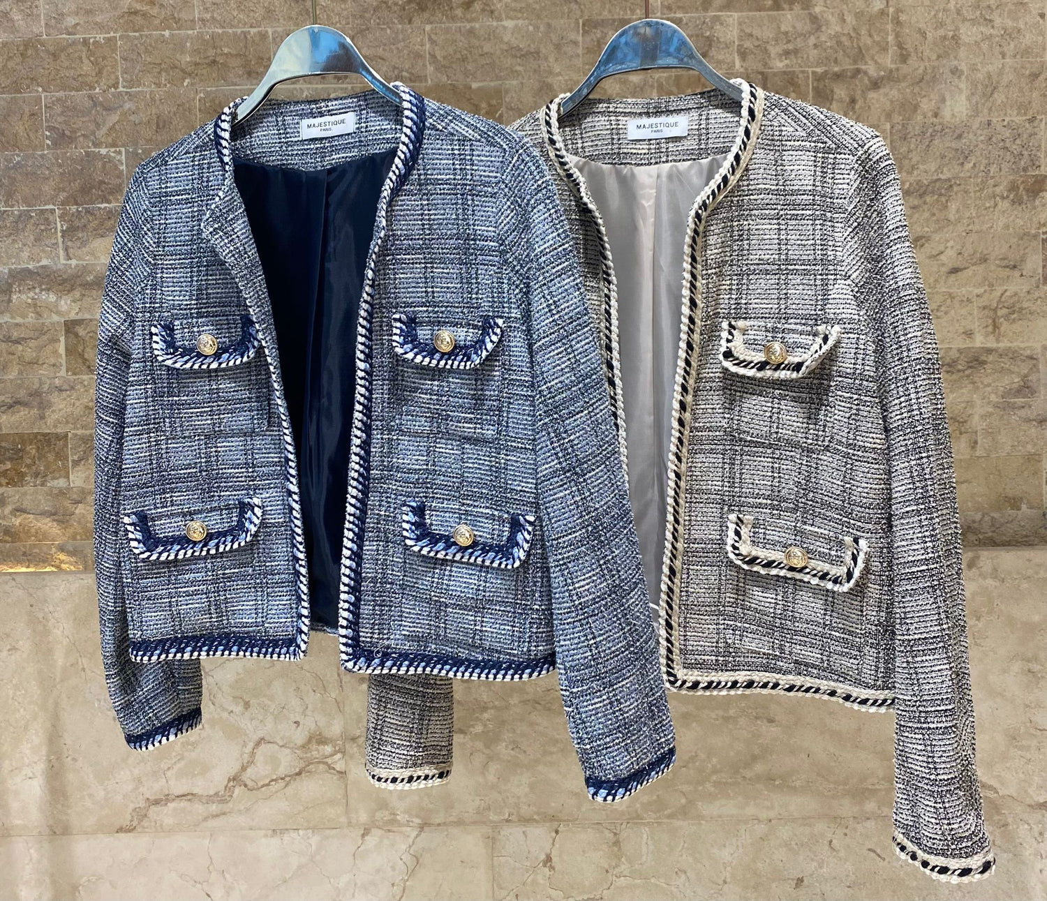 MJ84191 Tweed Chanel Style Jacket - Brown Loft
