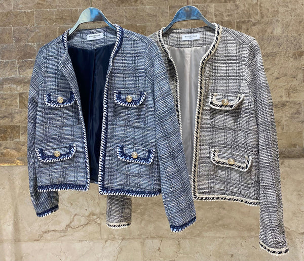 MJ84191 Tweed Chanel Style Jacket جاكيت شانيل من التويد