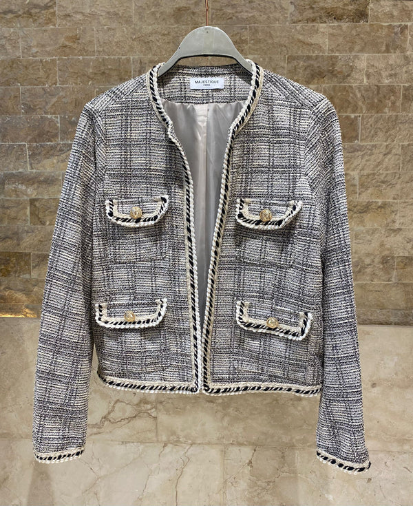 MJ84191 Tweed Chanel Style Jacket جاكيت شانيل من التويد