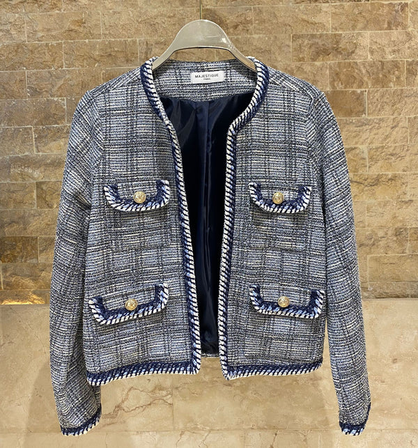 MJ84191 Tweed Chanel Style Jacket جاكيت شانيل من التويد