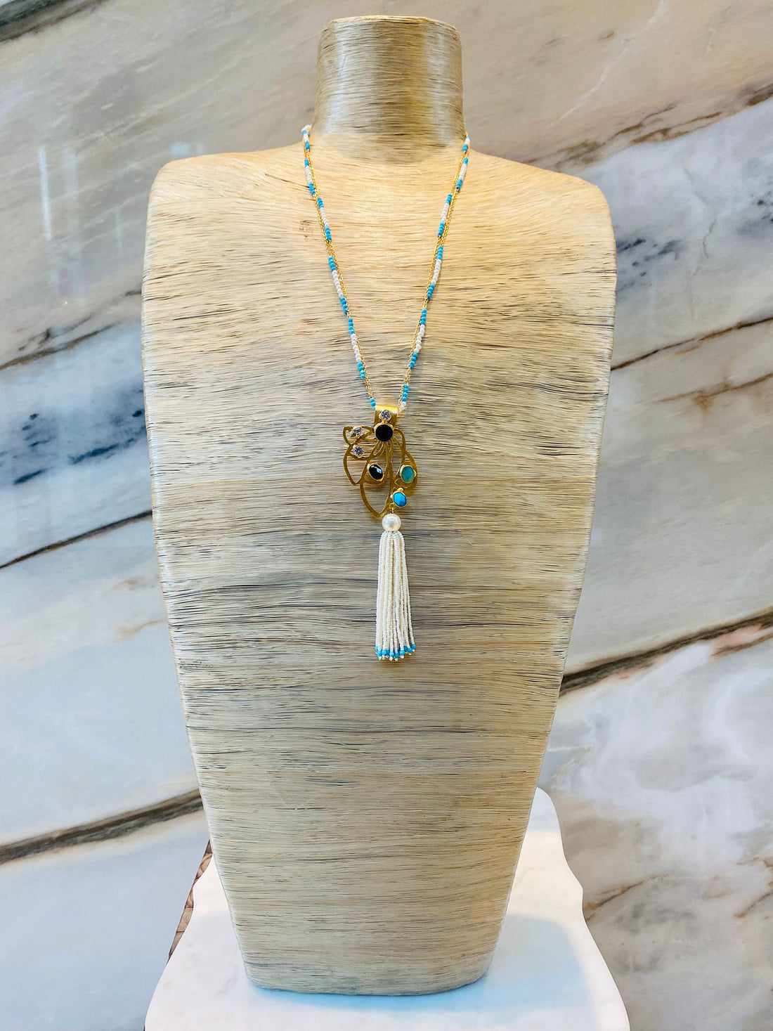 MOD 29 Pearl Beaded Chain Necklace قلادة من سلسلة خرز اللؤلؤ - Brown Loft