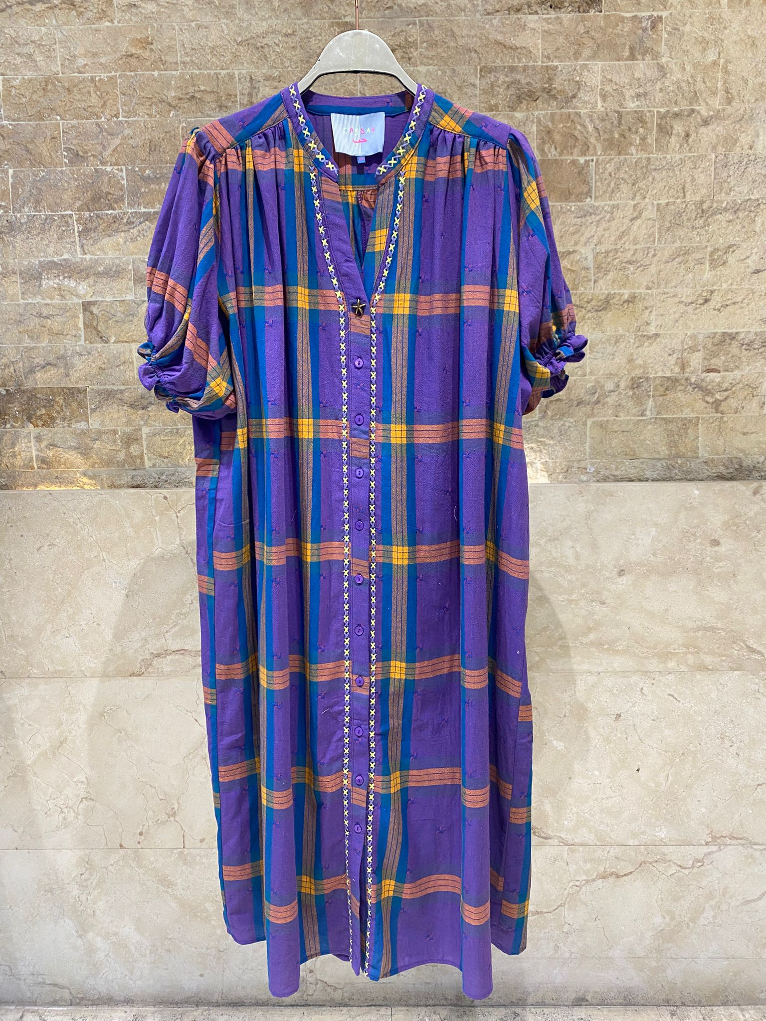 Mae Carreaux Plaid Patterned Long Dress فستان طويل بنقشة مربعات - Brown Loft