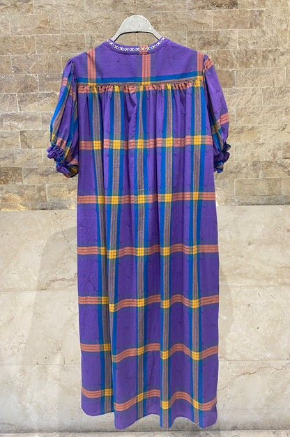 Mae Carreaux Plaid Patterned Long Dress فستان طويل بنقشة مربعات - Brown Loft