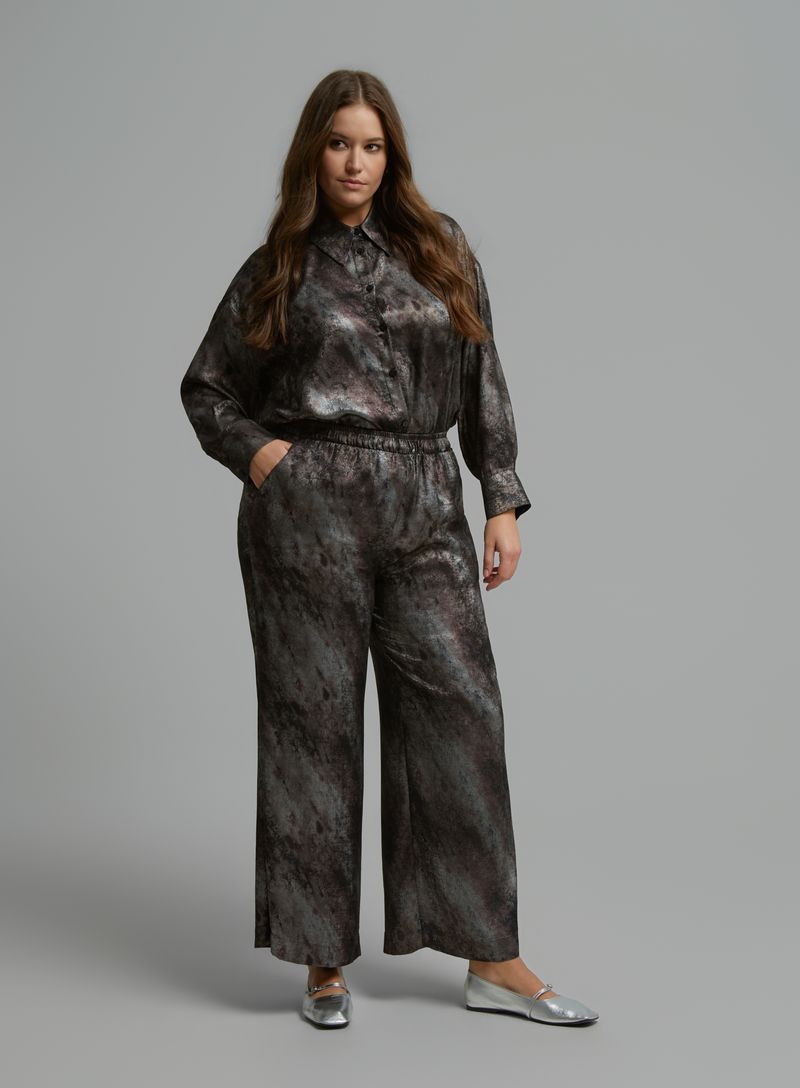 Printed Satin Shirt &amp; Wide-Leg Trousers Set 8601.3059/2079