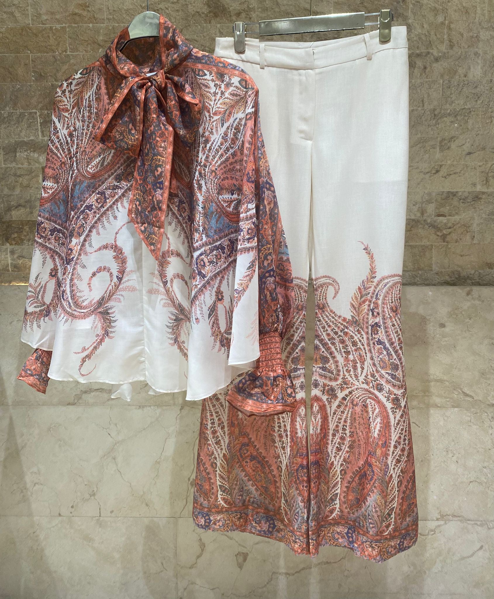 Meline/Mawa Paisley Print Oversized Top and Pants - Brown Loft