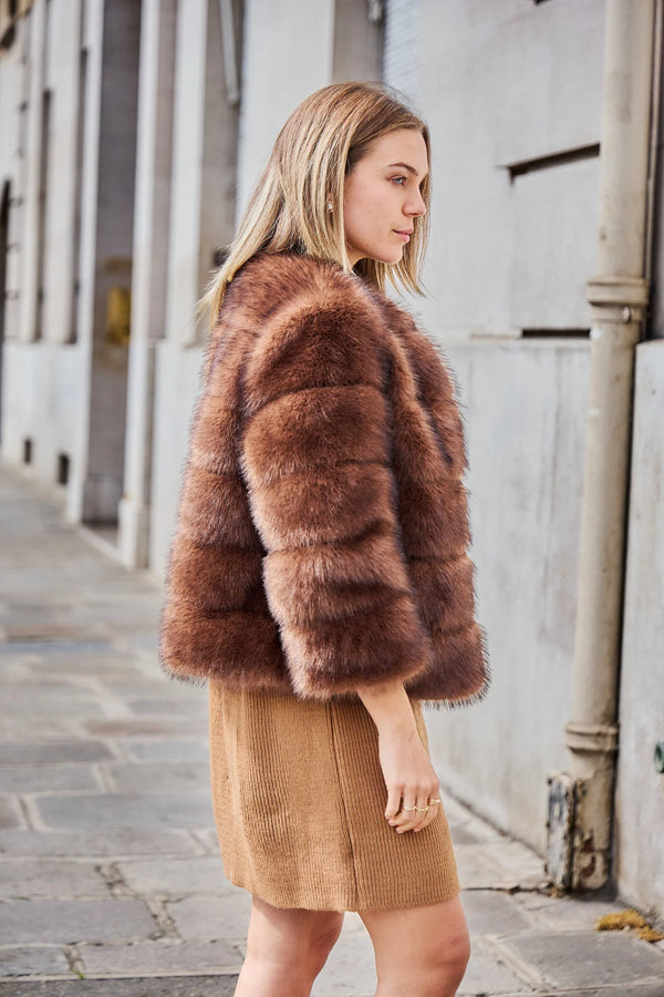 Natasha Thick Faux Fur Jacket جاكيت من الفرو الصناعي السميك