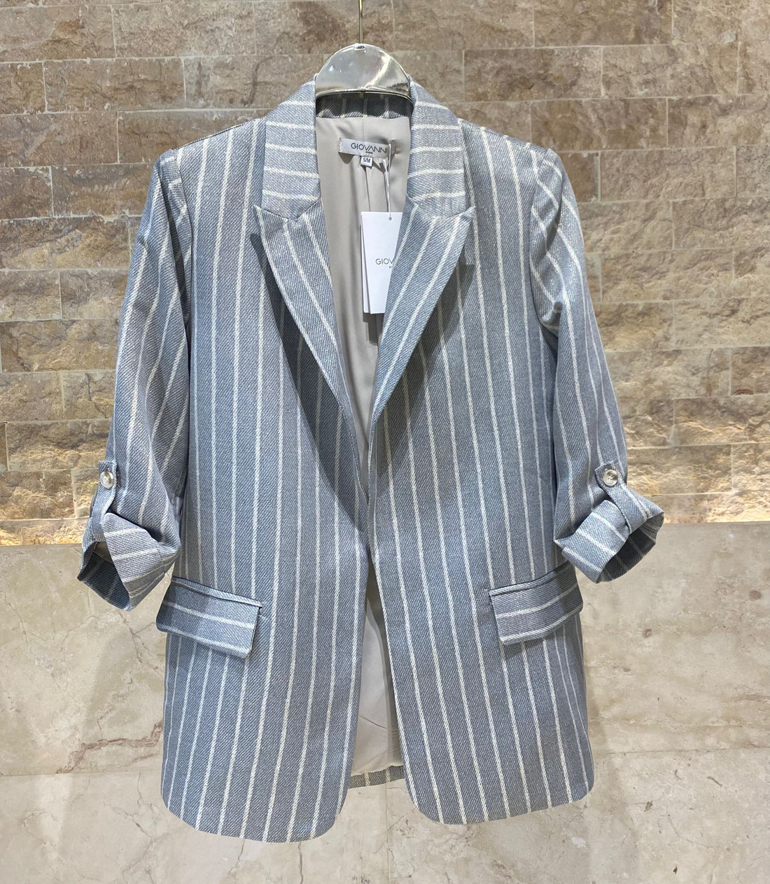Nancy Pinstripe Open Jacket سترة مفتوحة مخططة - Brown Loft