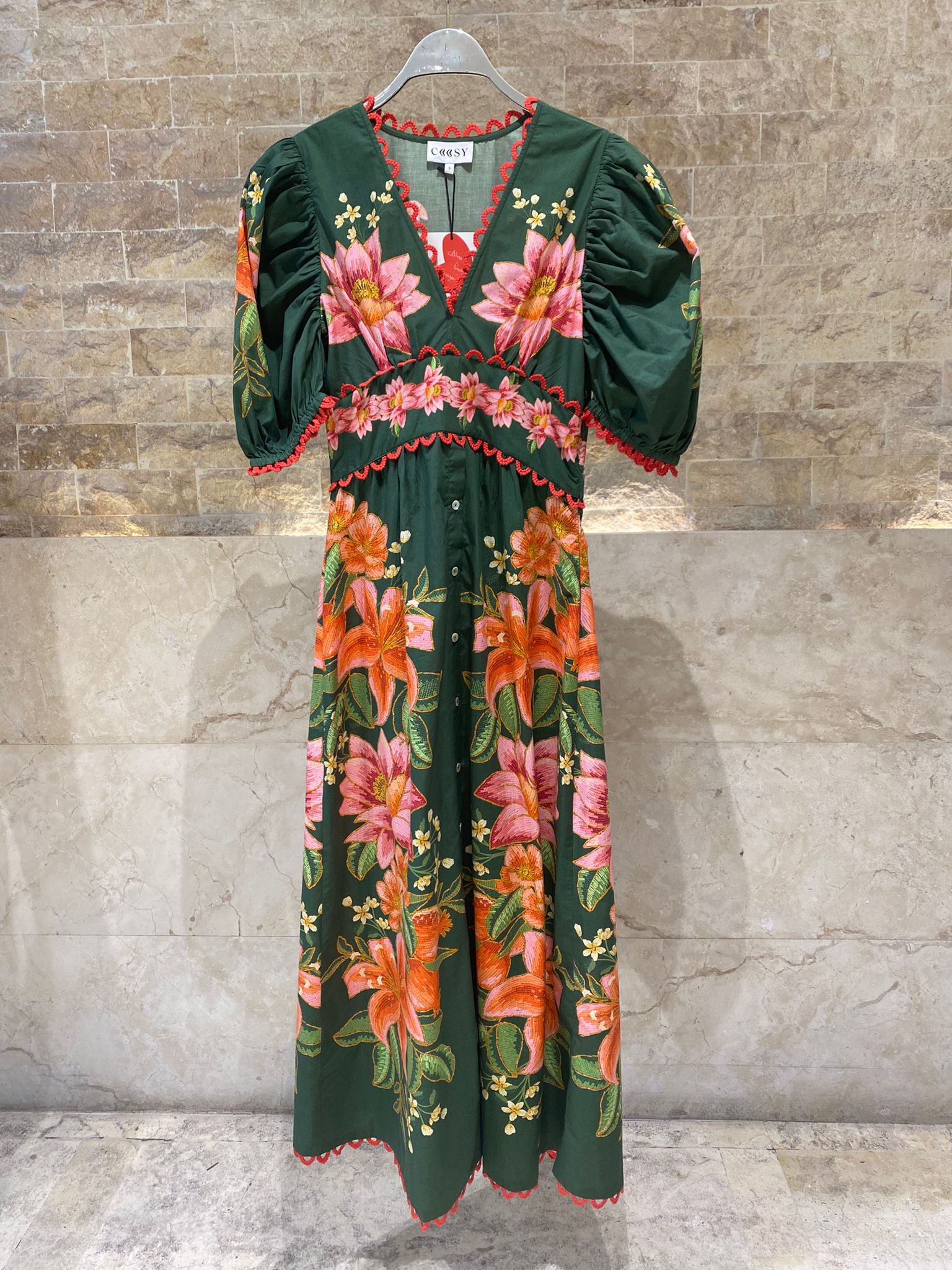Narella Floral Long Dress - Brown Loft