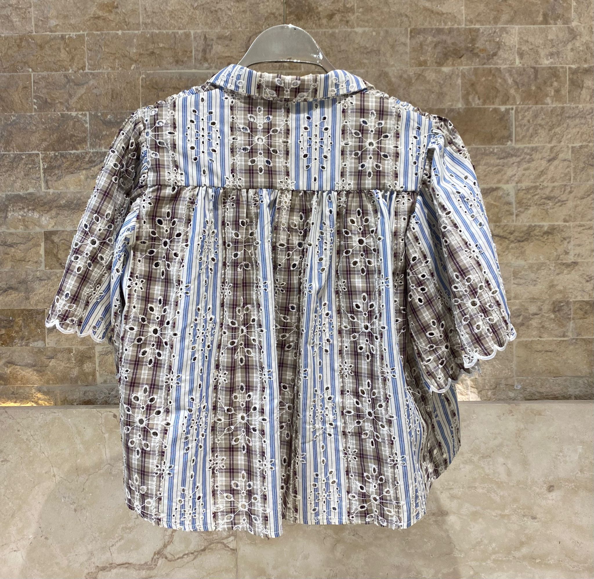 Nickita/Aude Eyelet Embroidery Top and Pants بلوزة وبنطال مطرزان بفتحات معدنية - Brown Loft
