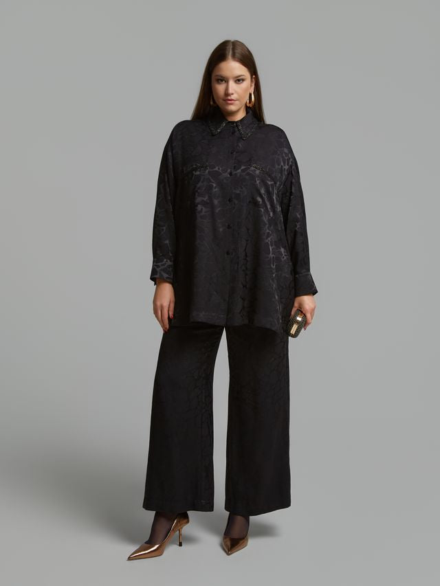 Lace Detail Shirt &amp; Wide-Leg Pants Set 8601.3060/2080