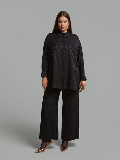 Lace Detail Shirt &amp; Wide-Leg Pants Set 8601.3060/2080