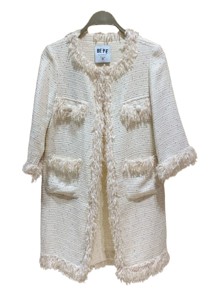 Knitted Feather Long Coat - 4SB/TD5/G751 - Brown Loft