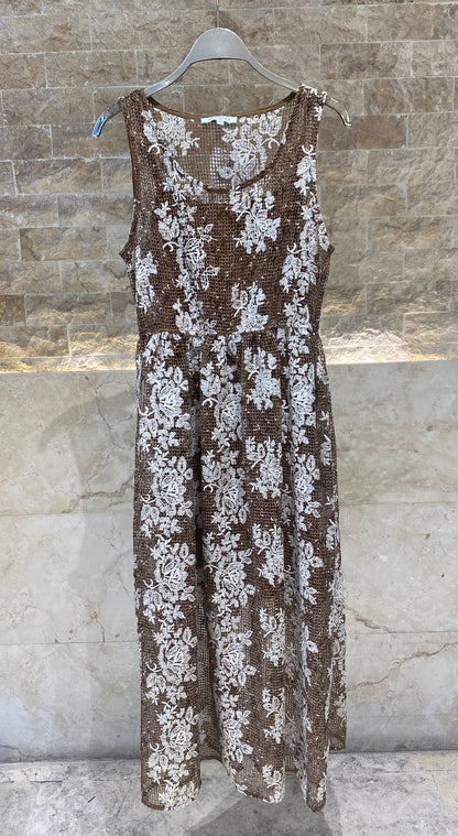 Floral Fishnet Sleeveless Maxi Dress – Orelia