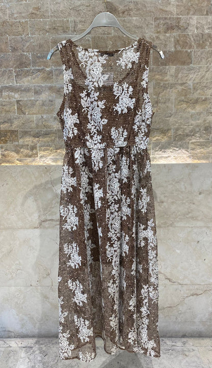 Floral Fishnet Sleeveless Maxi Dress – Orelia