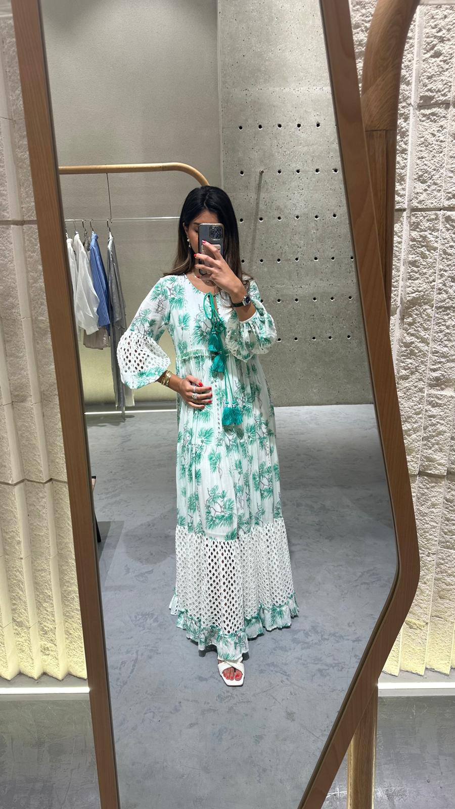 Long Tiered Kaftan Dress - AWS2-693 - Brown Loft