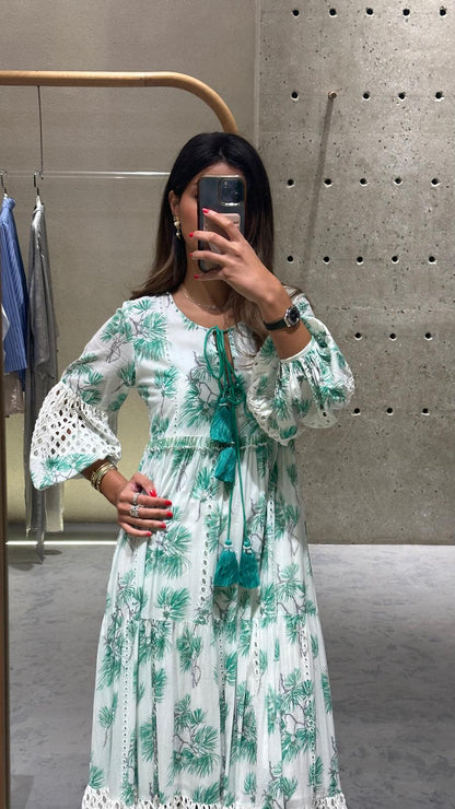 Long Tiered Kaftan Dress - AWS2-693 - Brown Loft