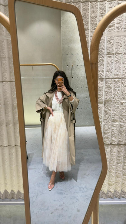08202-1 Long Tulle Skirt تنورة تول طويلة بطبعة تجريدية