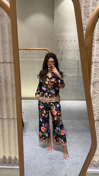 32856/32853 Floral Print Shirt and Pants Set - Brown Loft